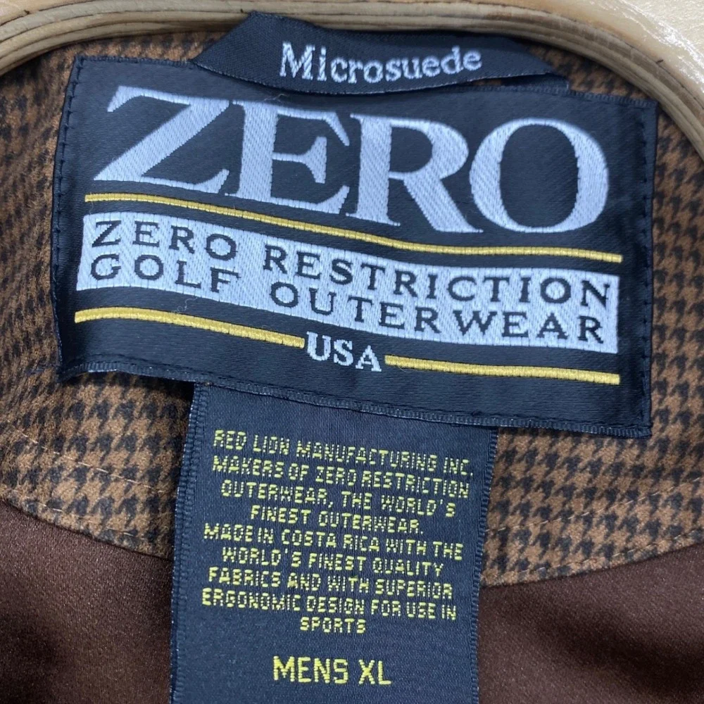 Zero Restriction Golf Outerwear Mens XL Brown Houndstooth Microsuede Pullover